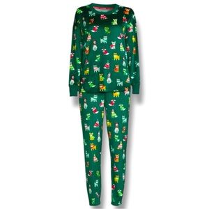 Joyspun Size XL (16-18) English Bulldogs 2-Piece Polyester-Spandex Velour Pajama